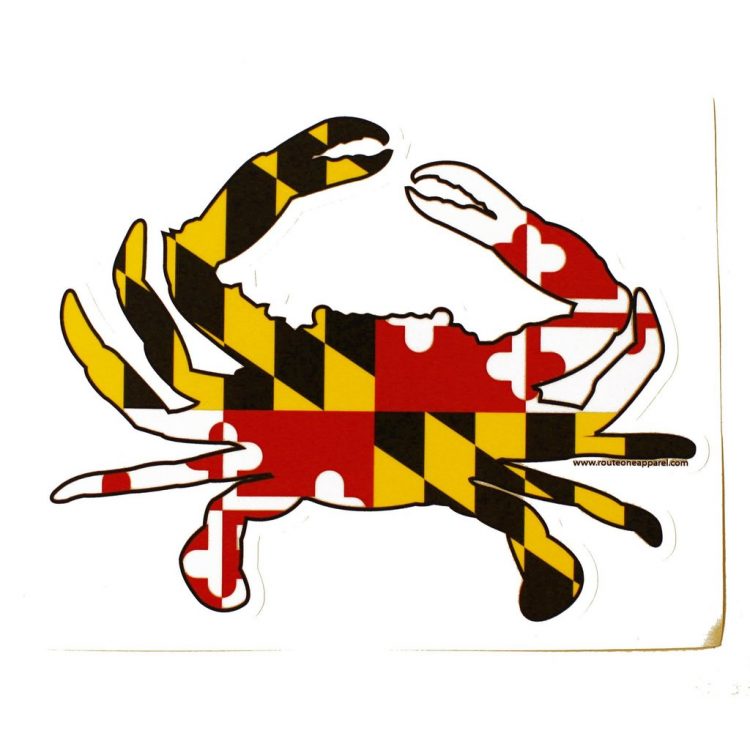 Maryland Flag Crab Sticker - Small Size | Ocean City Maryland Steamed ...